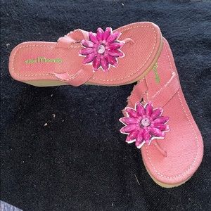 pink Susie moonlite flip-flop wedges size 7